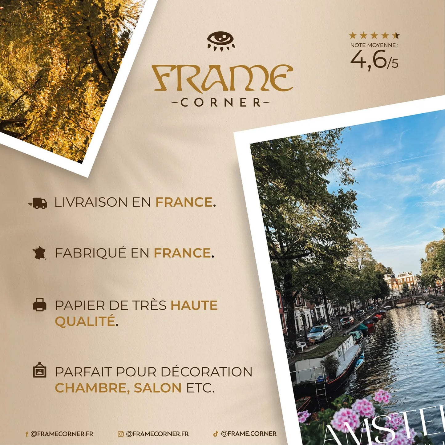 Affiche Amsterdam - Magie nocturne Frame Corner