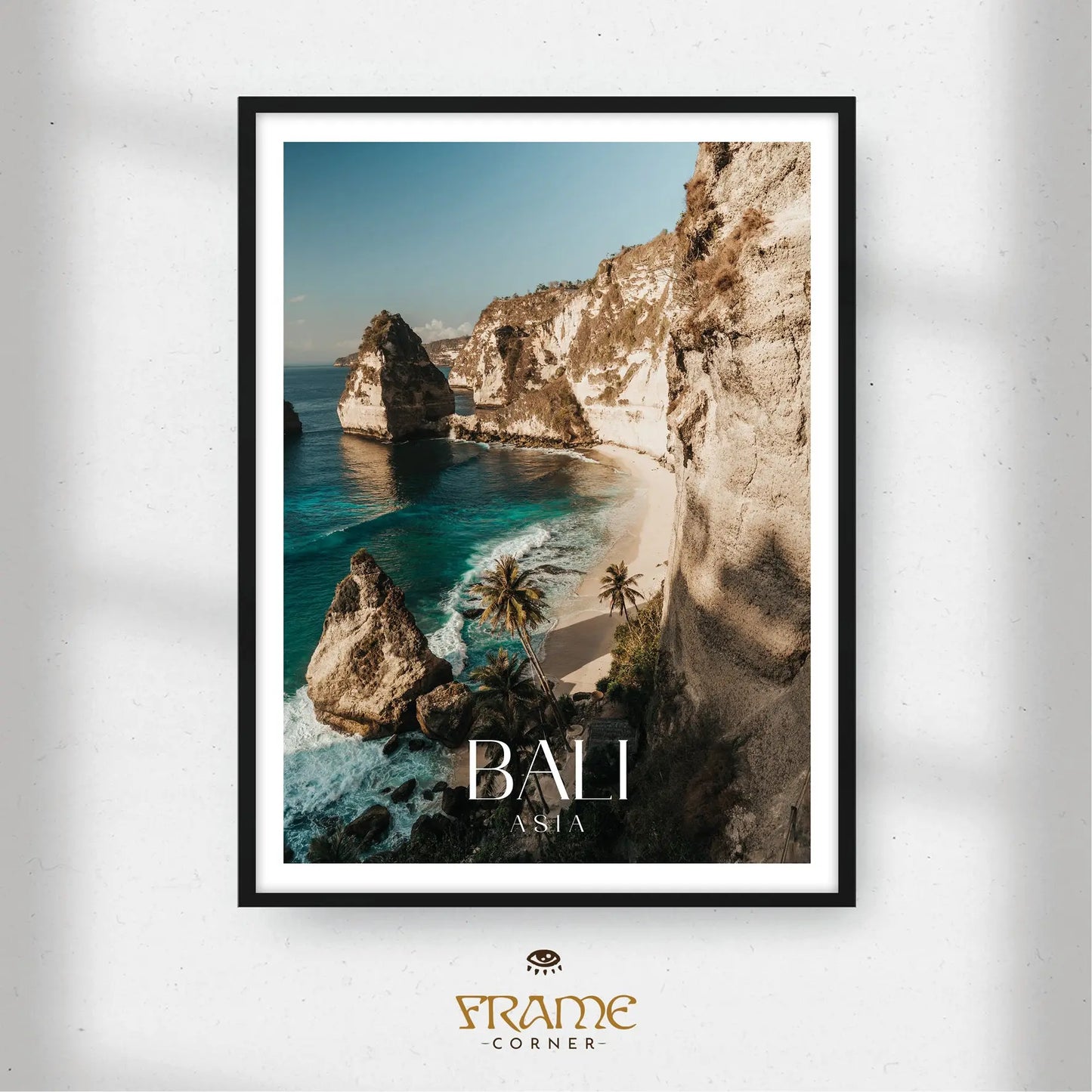 Affiche Bali - Plage et Falaise Frame Corner France