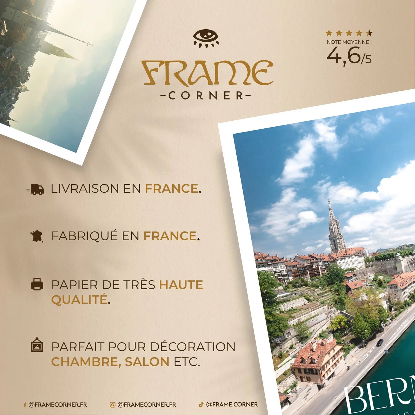 Affiche Berne : Panorama des toits suisses Frame Corner