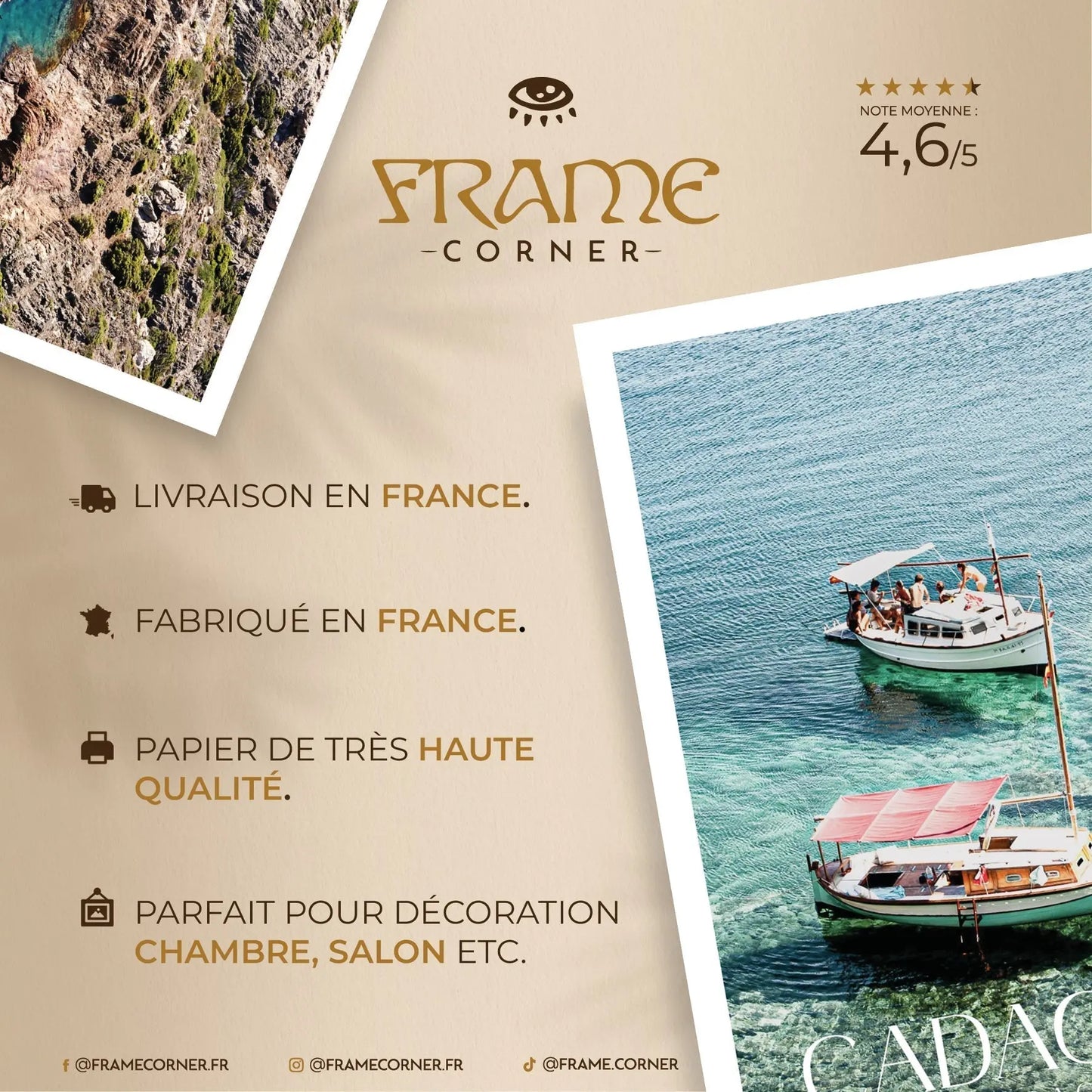 Affiche Cadaqués - Ruelle blanche fleurie Frame Corner