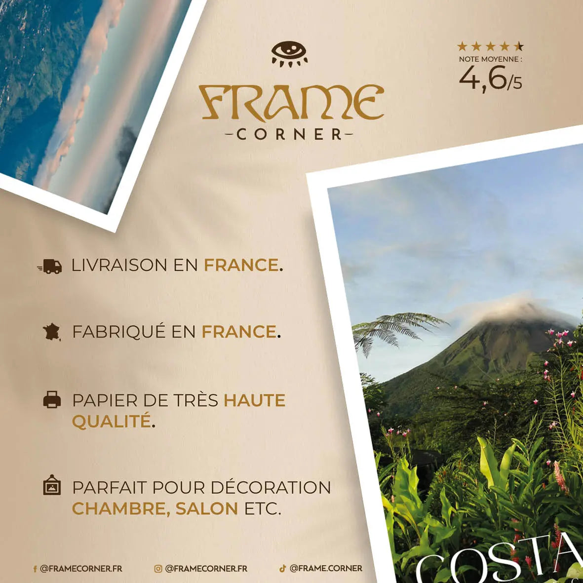 Affiche Costa Rica - Volcan Arenal Frame Corner