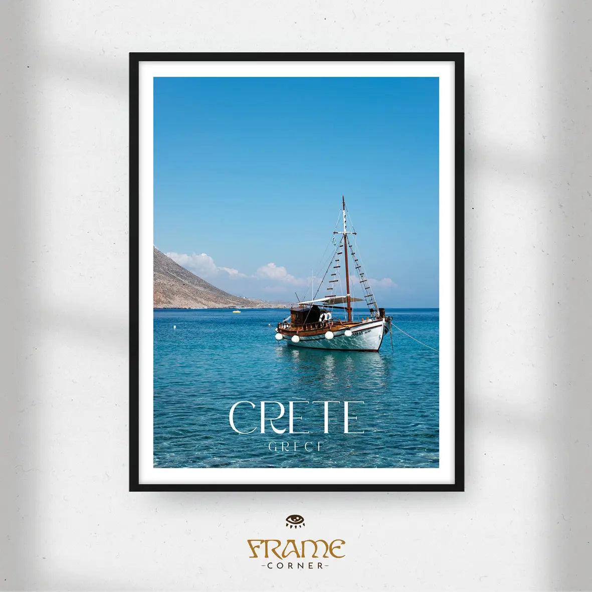 Affiche Crète - Voilier paisible Frame Corner