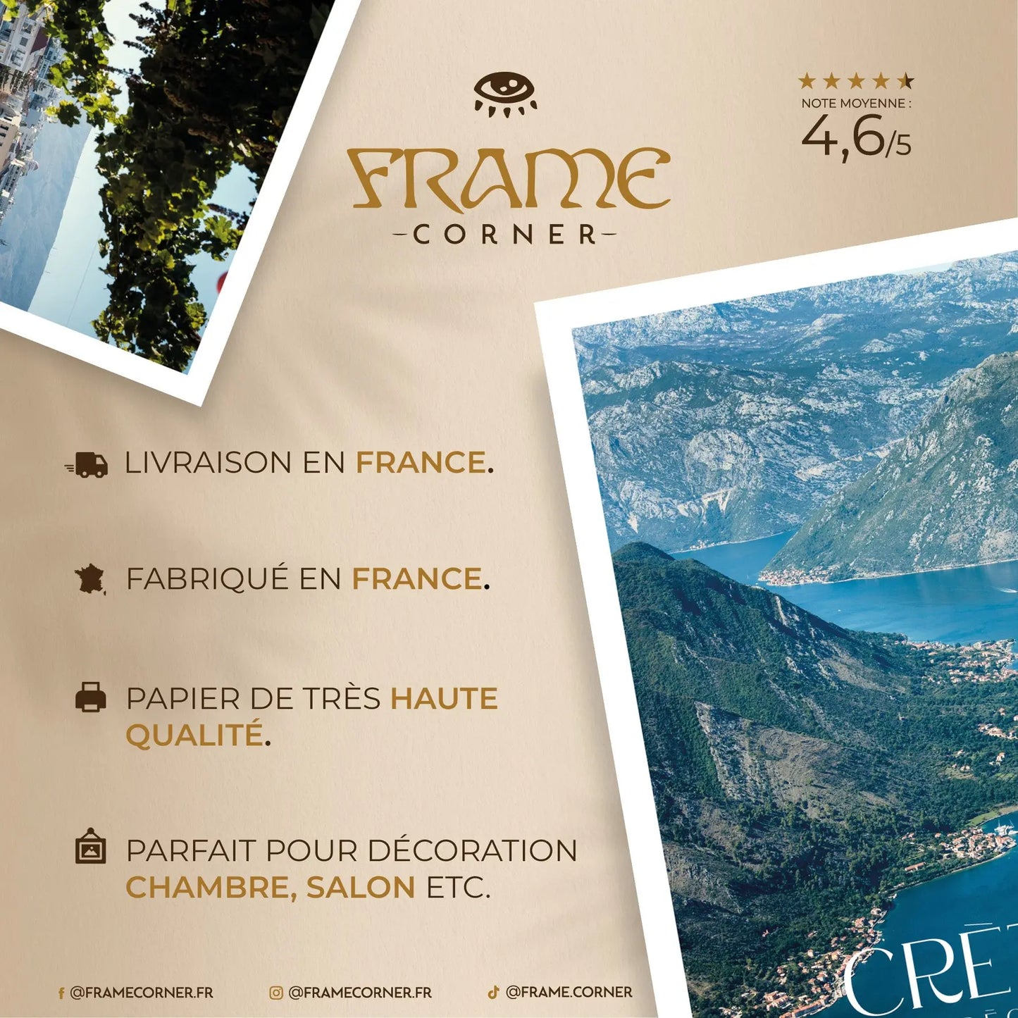 Affiche Crète - Voilier paisible Frame Corner