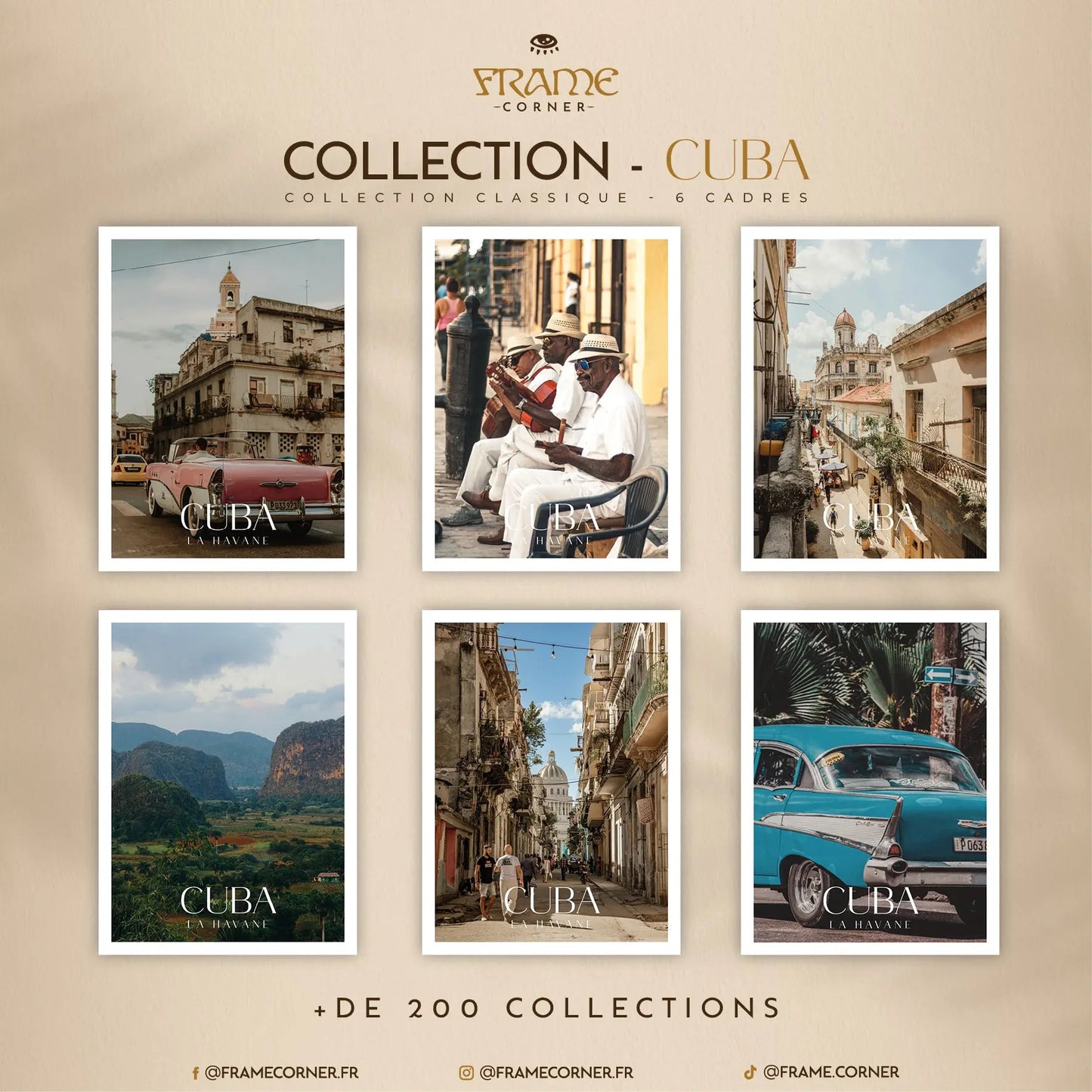 Affiche Cuba - Rue pittoresque Frame Corner