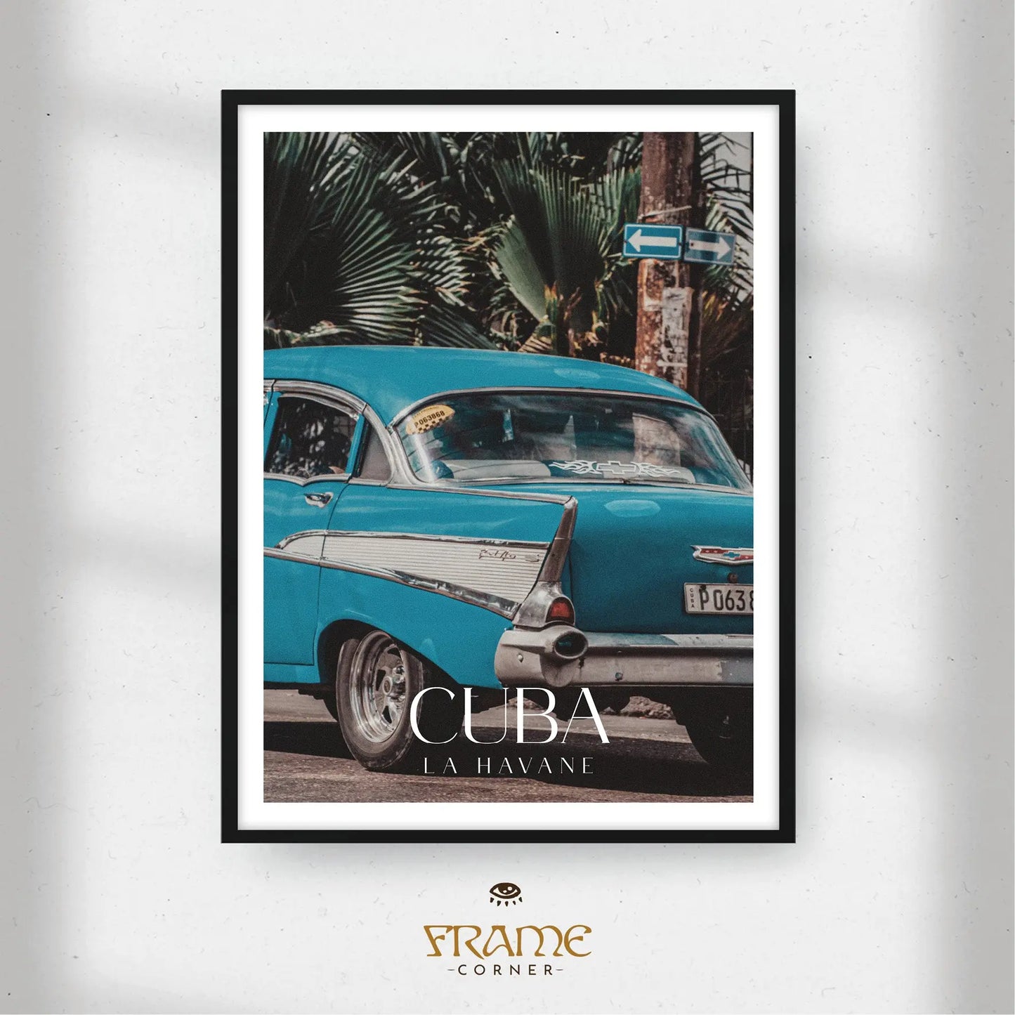Affiche Cuba - Voiture Vintage Frame Corner