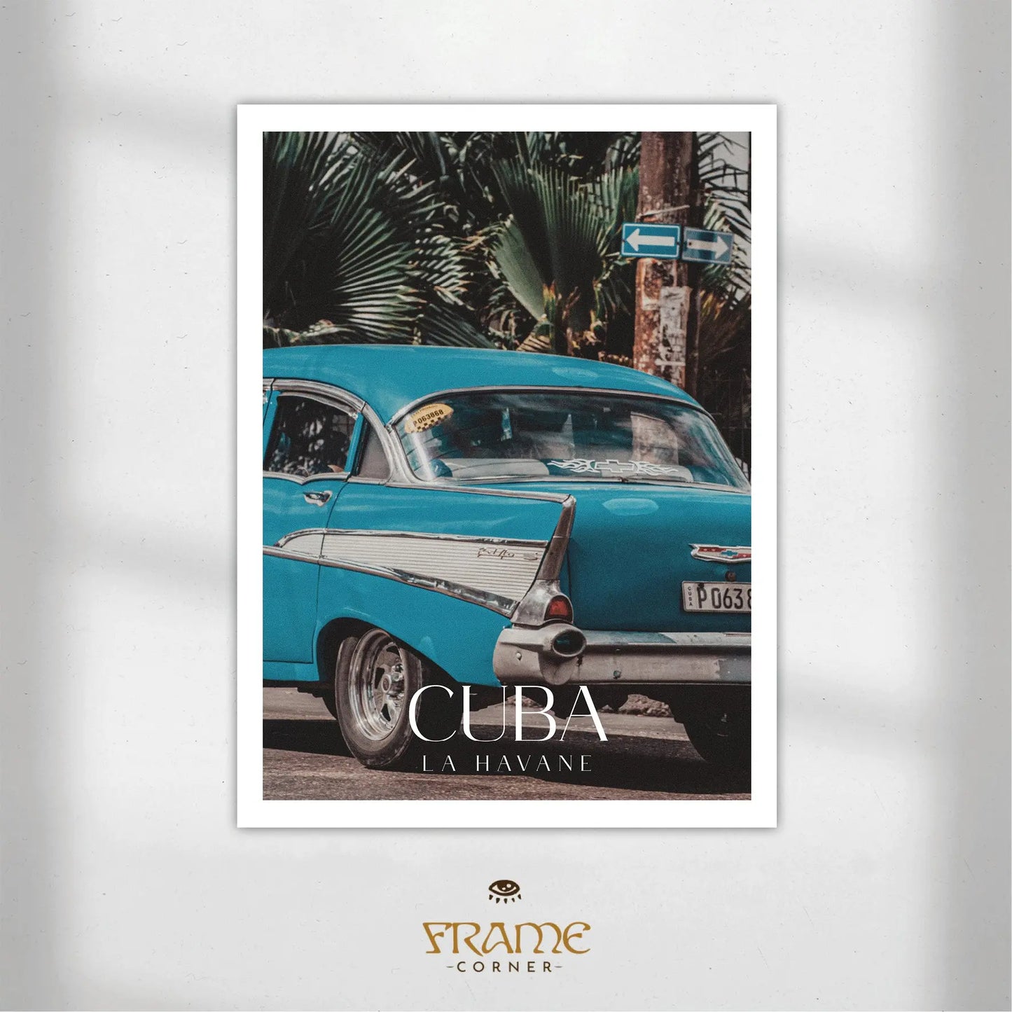 Affiche Cuba - Voiture Vintage Frame Corner