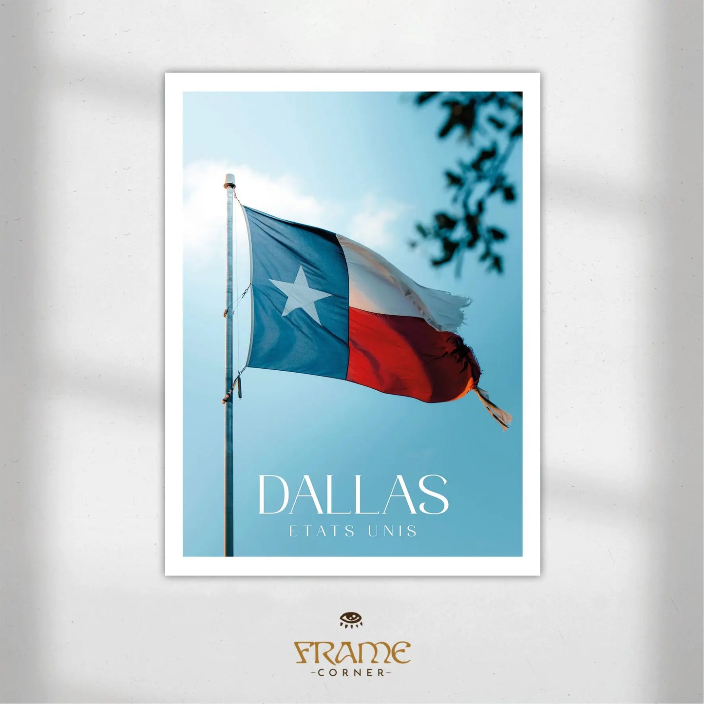 Affiche Dallas - Drapeau du Texas Frame Corner