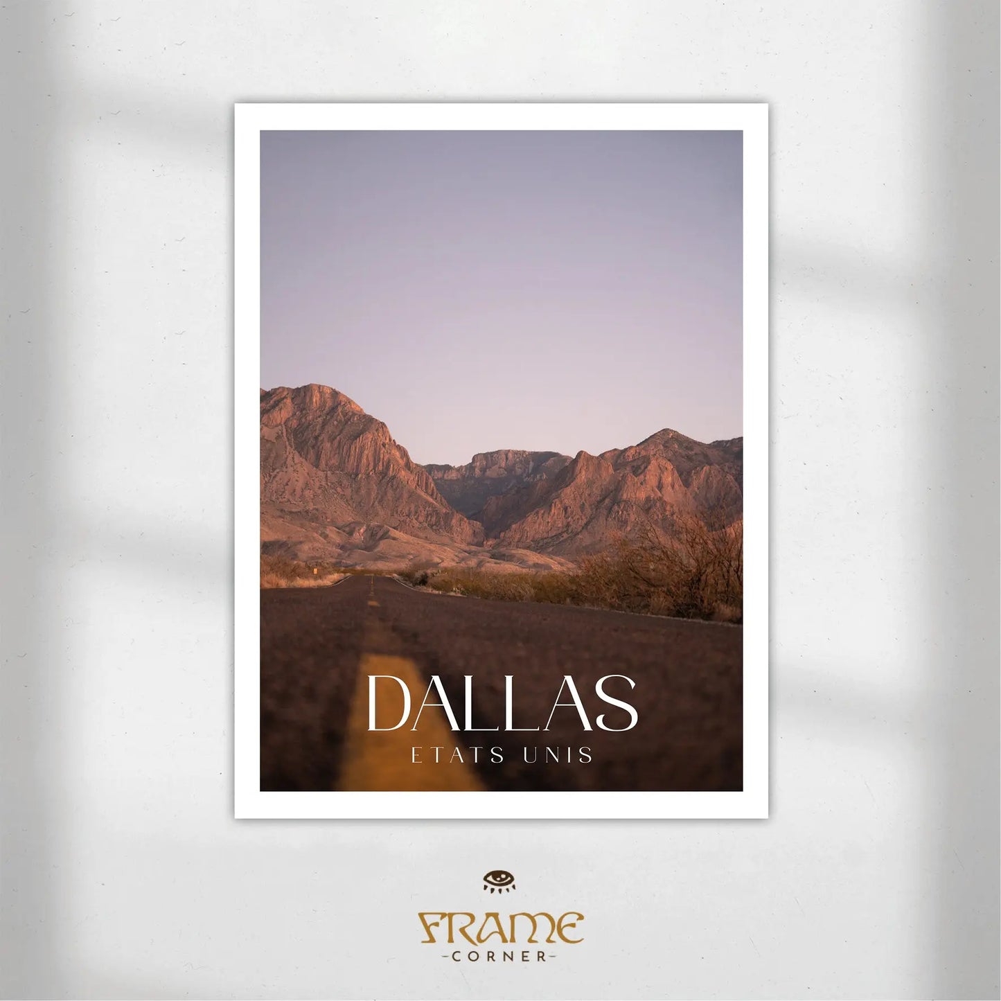 Affiche Dallas - Route du Texas Frame Corner