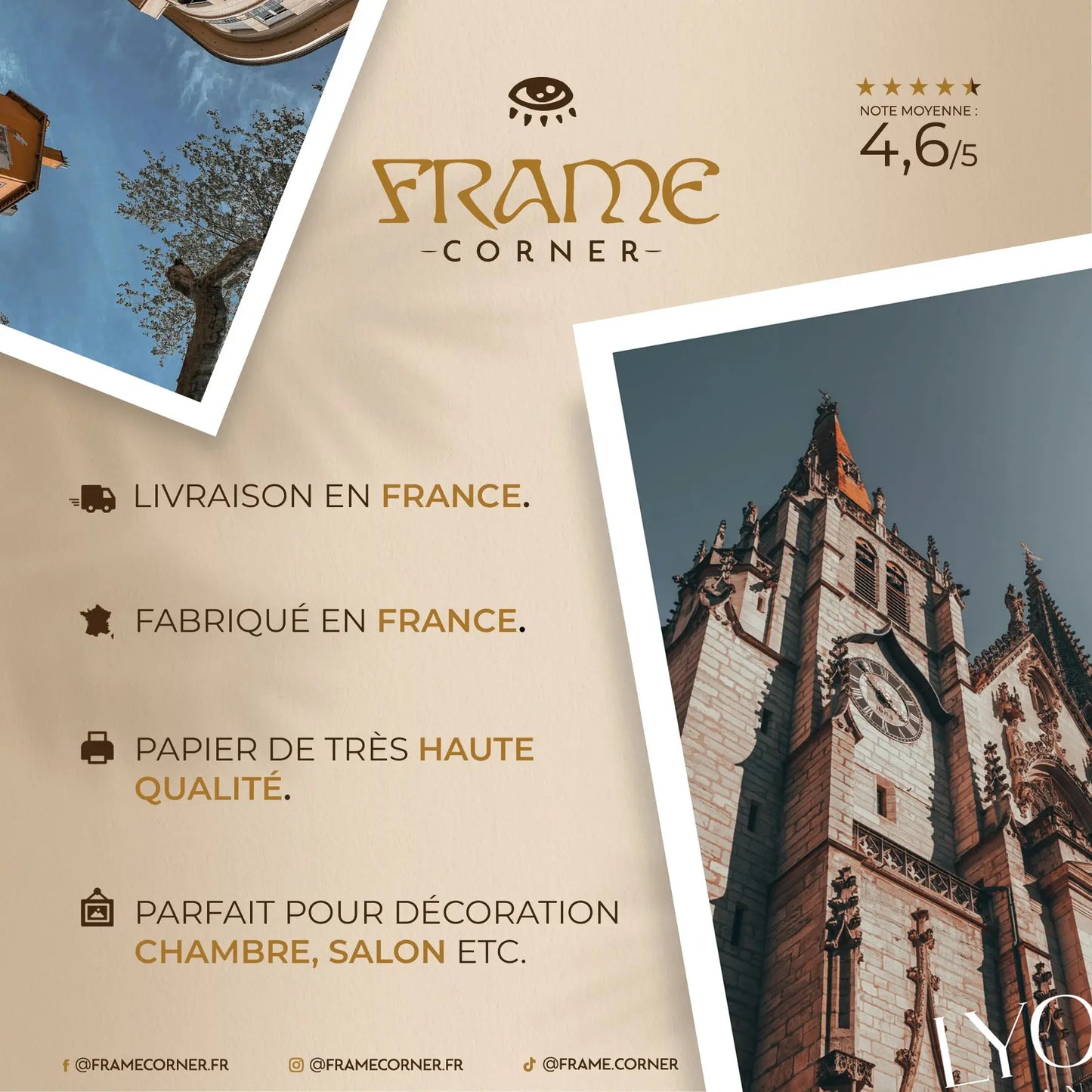 Affiche Lyon - Quartier Historique Frame Corner