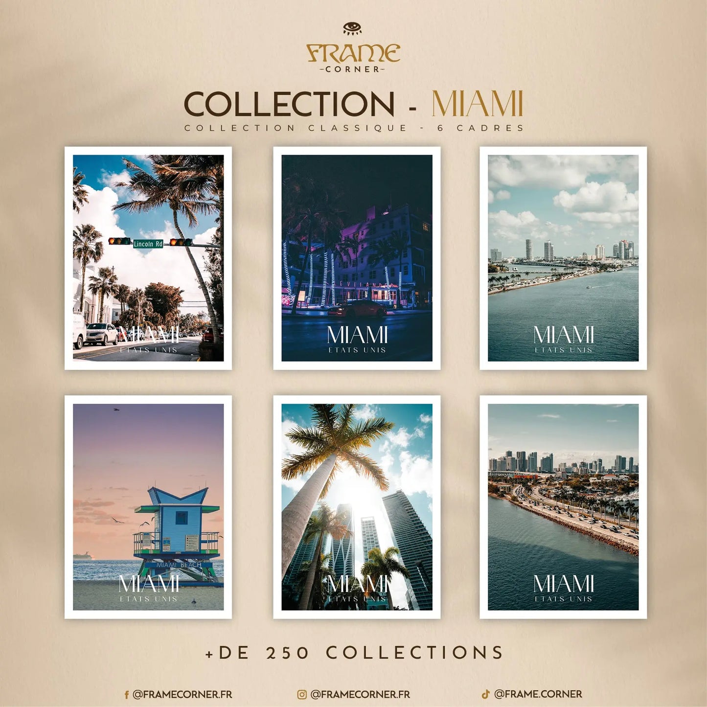 Affiche Miami - Front de Mer Frame Corner