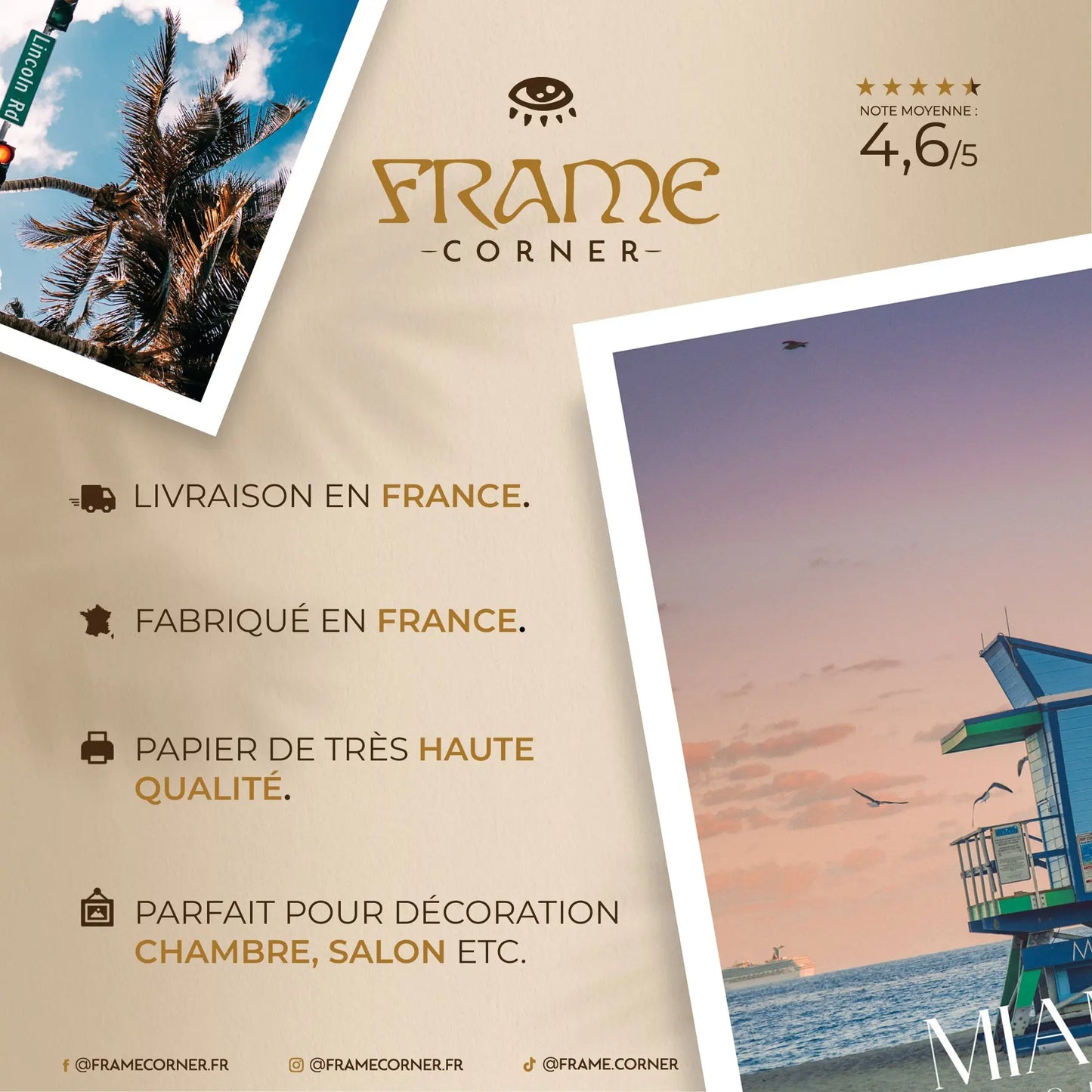 Affiche Miami - Front de Mer Frame Corner