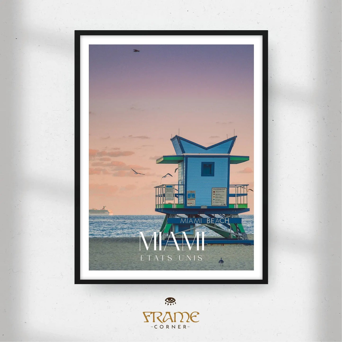 Affiche Miami - Poste de Secours Frame Corner