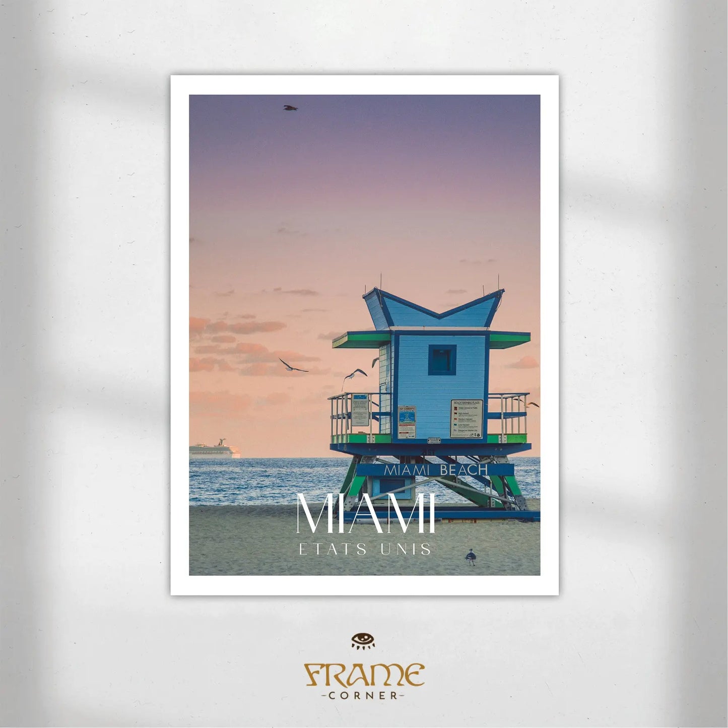 Affiche Miami - Poste de Secours Frame Corner