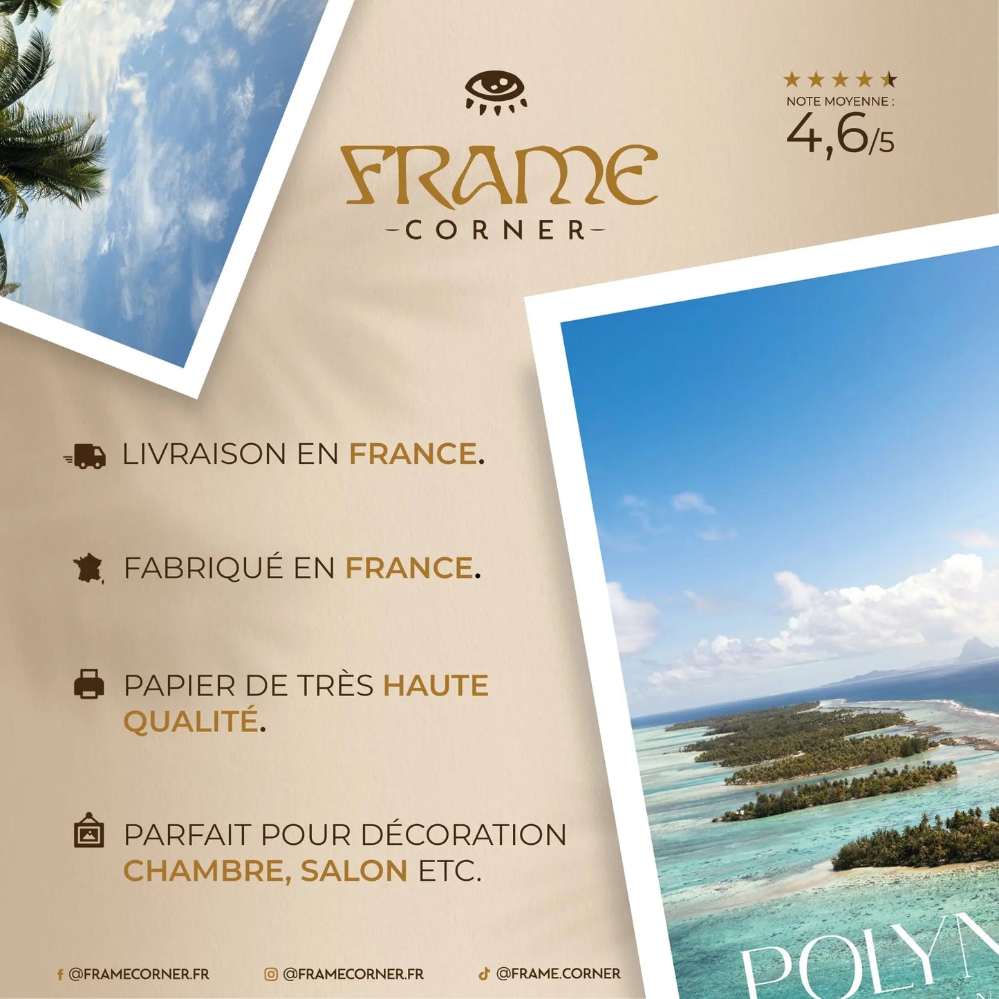 Affiche Polynésie - Lagon Émeraude Frame Corner