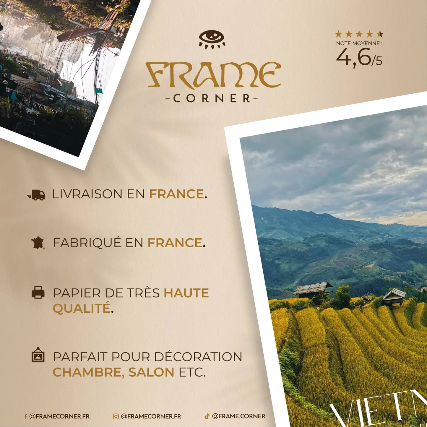 Affiche Vietnam - Pont d'Or Frame Corner