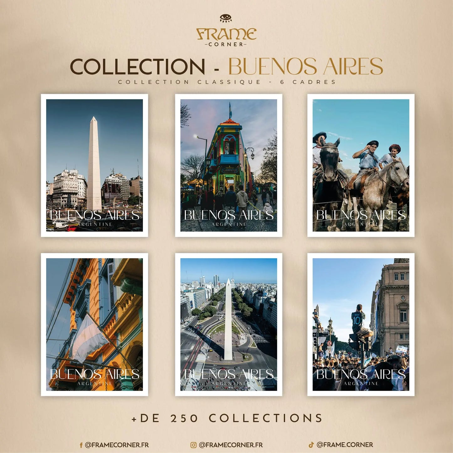 Affiche Buenos Aires - Vue aérienne de l'Obélisque Frame Corner