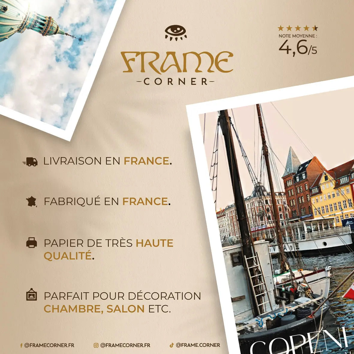 Affiche Copenhague - Le Nyhavn Frame Corner