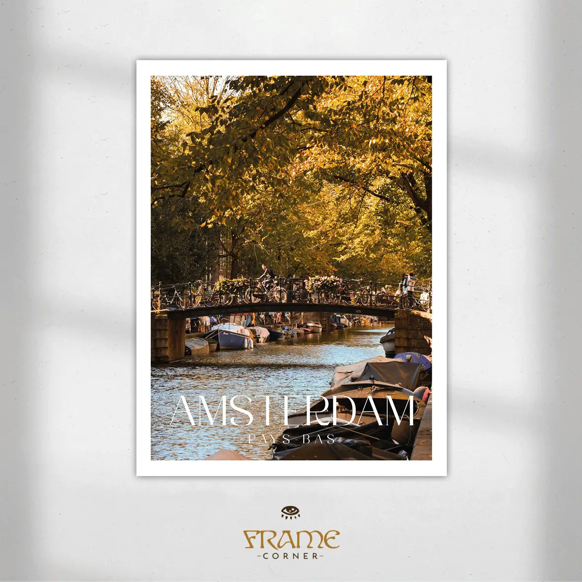 Affiche Amsterdam - Le canal en automne Frame Corner