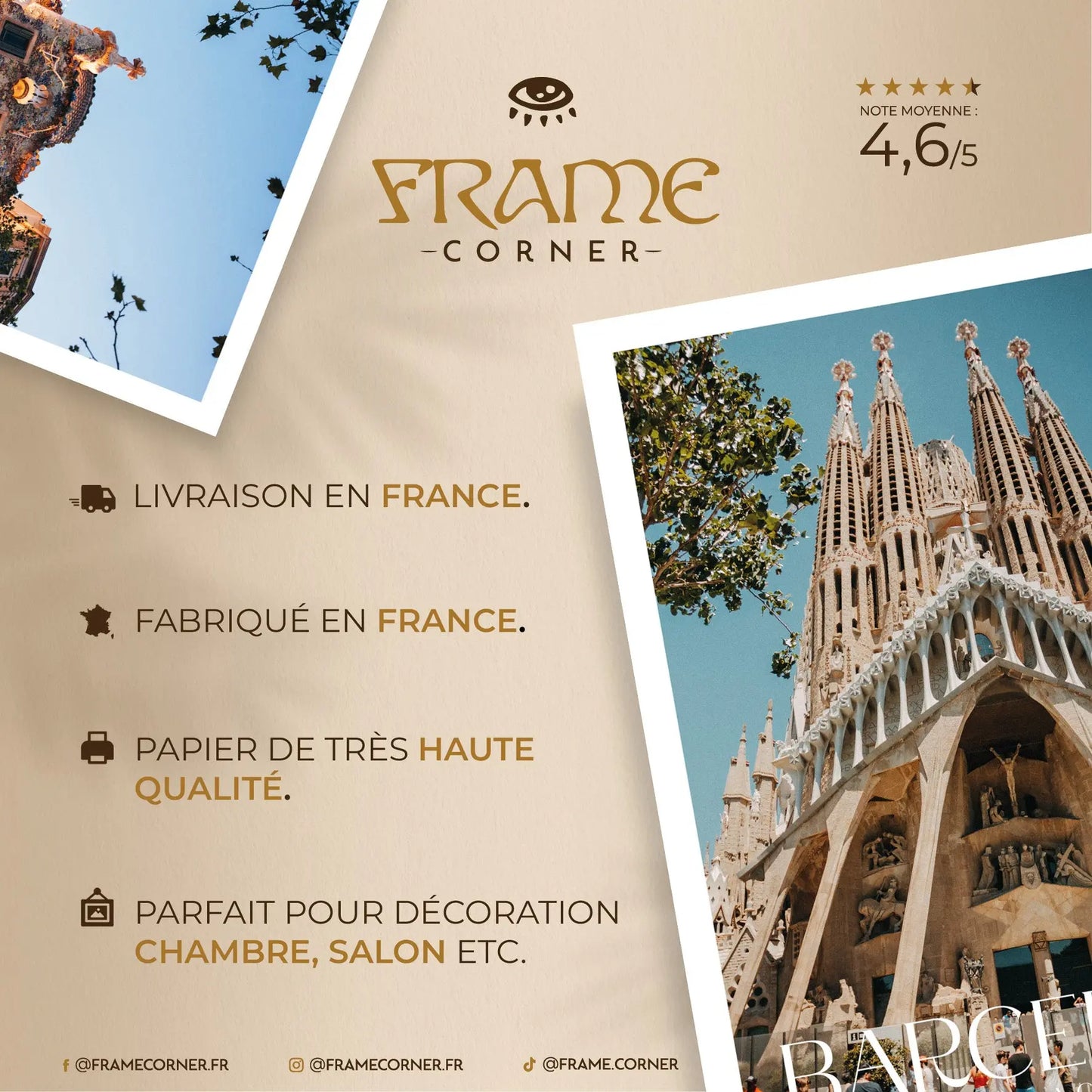 Affiche Barcelone - La Sagrada Familia Frame Corner