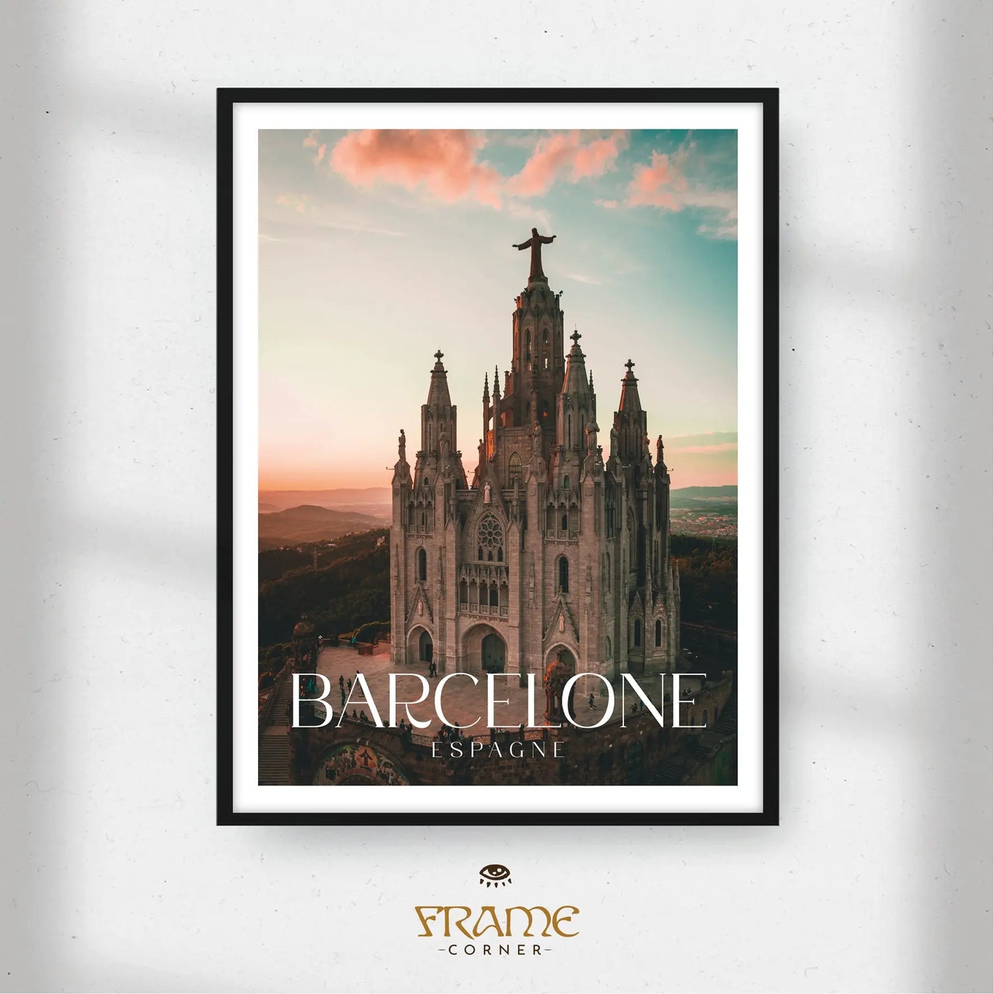 Affiche Barcelone - Temple Sacré-Cœur Frame Corner