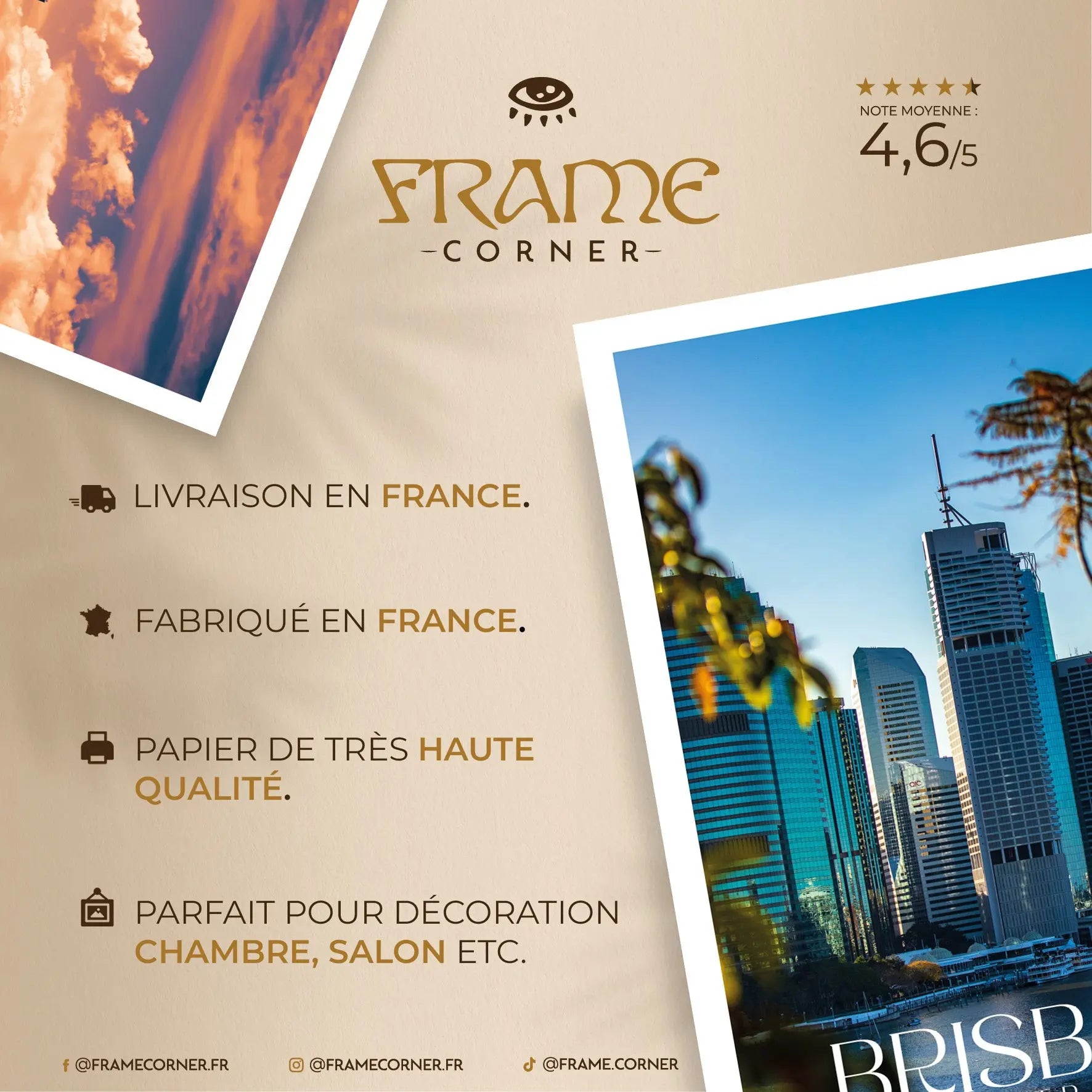 Affiche Brisbane - Skyline spectaculaire Frame Corner