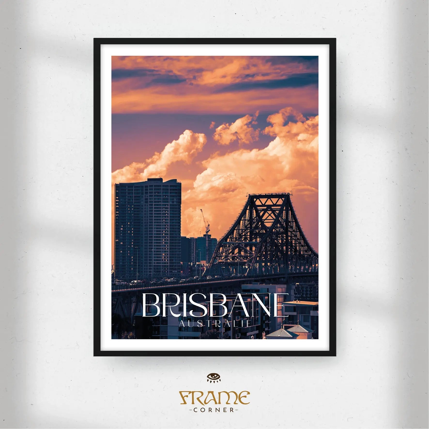 Affiche Brisbane - Story Bridge au coucher du soleil Frame Corner