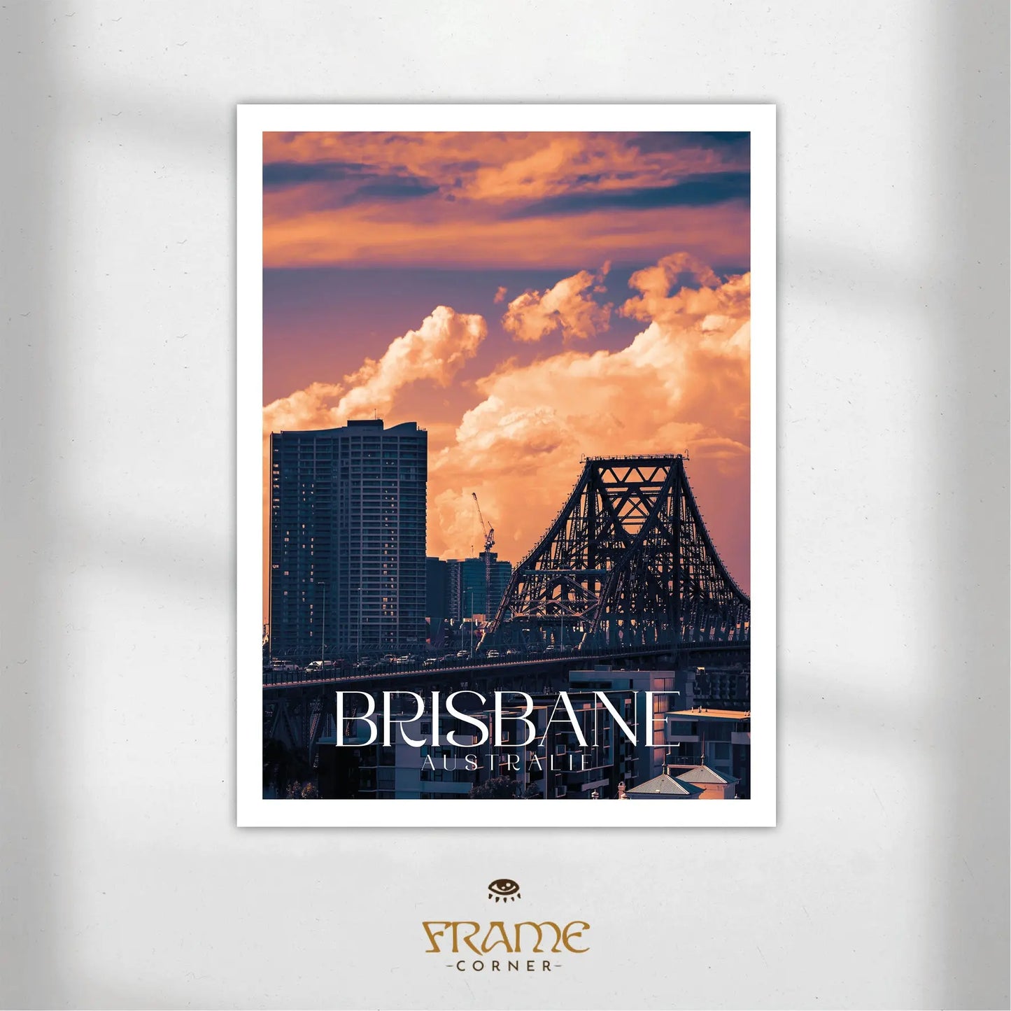 Affiche Brisbane - Story Bridge au coucher du soleil Frame Corner