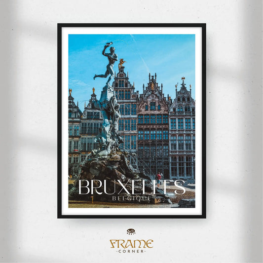 Affiche Bruxelles - Fontaine Grand-Place Frame Corner