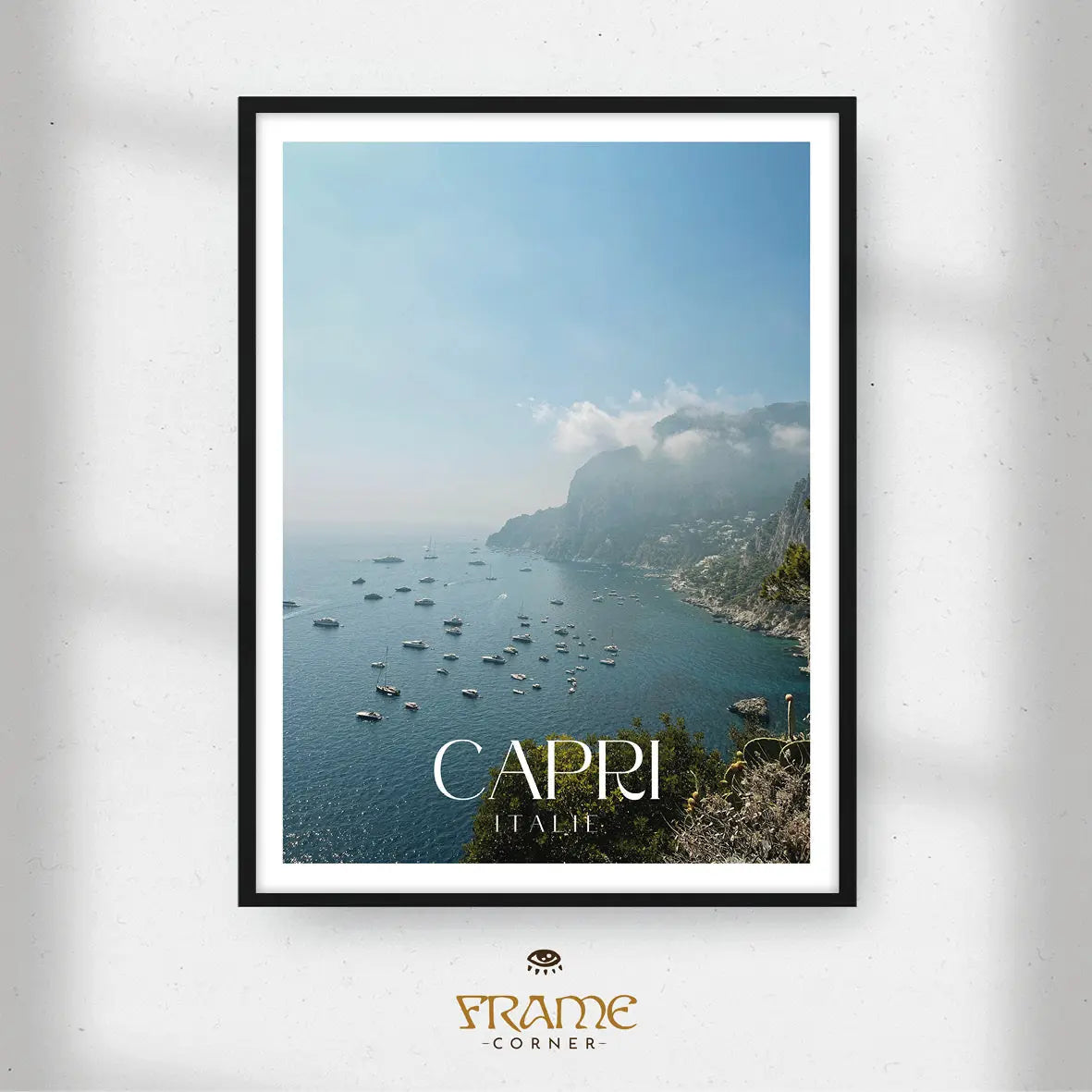 Affiche Capri - Côte et bateaux Frame Corner