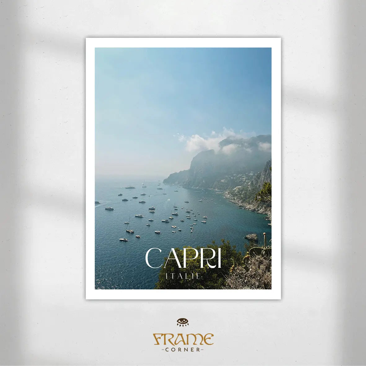 Affiche Capri - Côte et bateaux Frame Corner