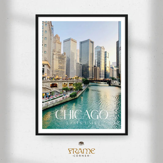 Affiche Chicago - Chicago River Frame Corner