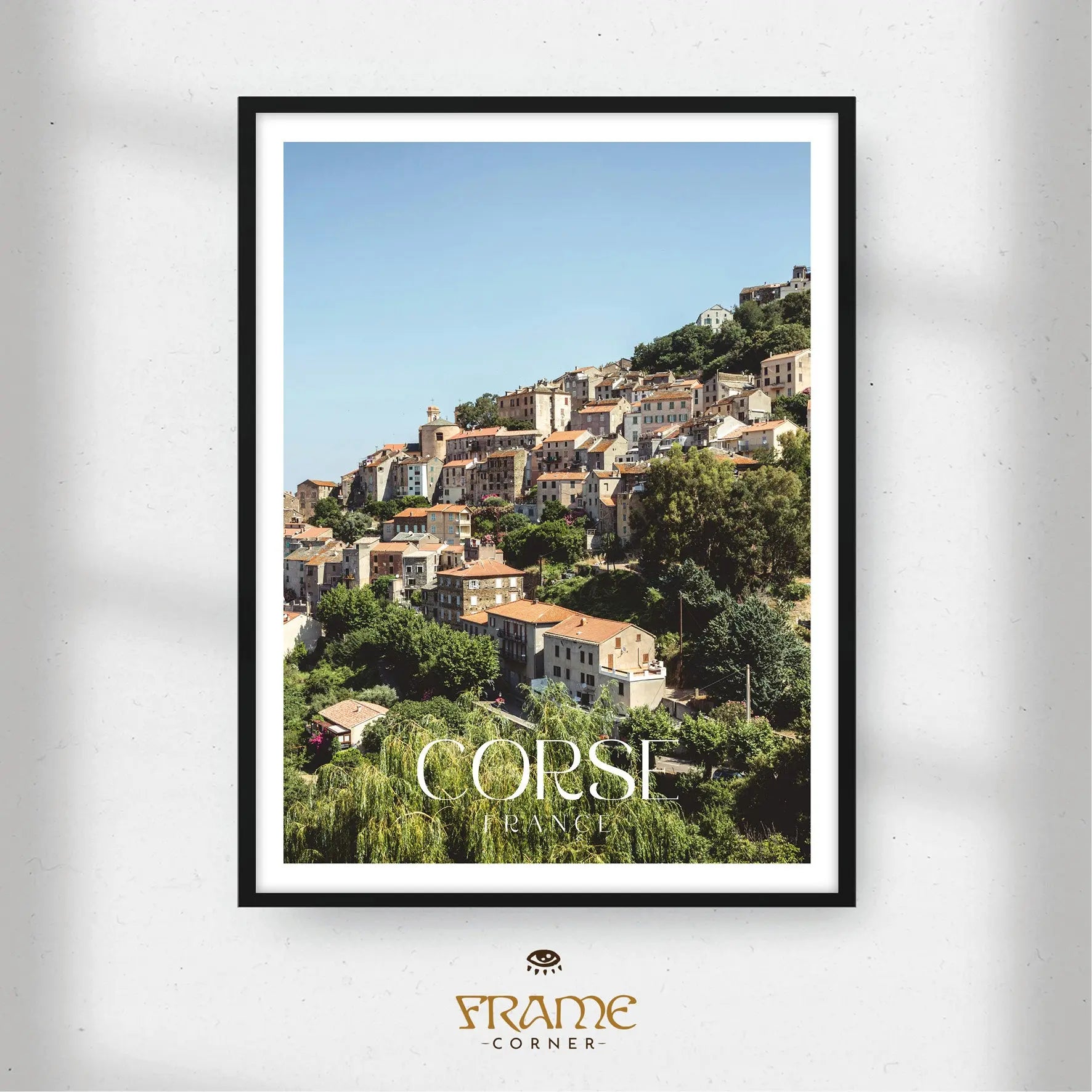 Affiche Corse - Village sur Colline Frame Corner