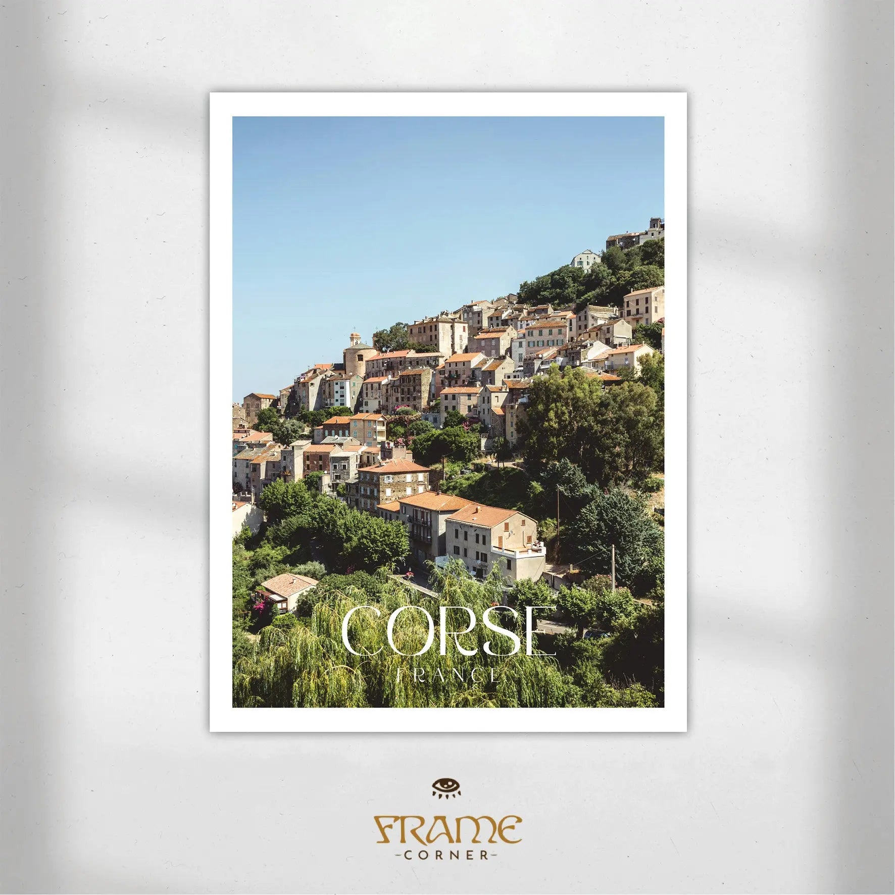 Affiche Corse - Village sur Colline Frame Corner