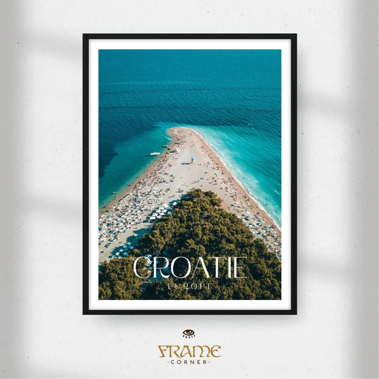 Affiche Croatie - Plage de Zlatni Rat Frame Corner