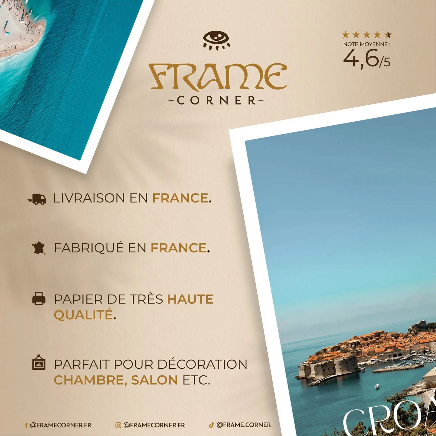 Affiche Croatie - Plage de Zlatni Rat Frame Corner