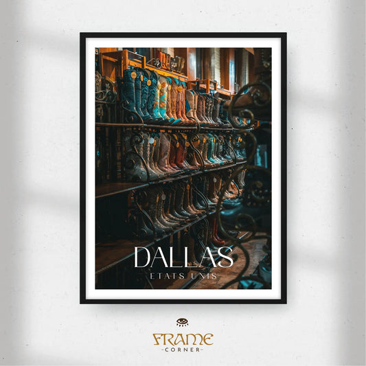 Affiche Dallas - Bottes de cow-boy Frame Corner