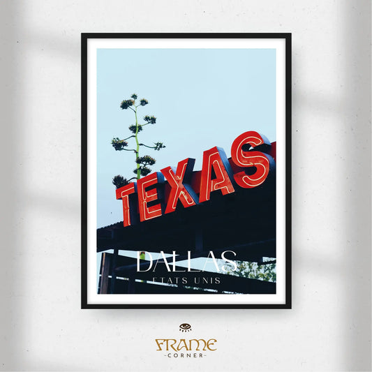 Affiche Dallas - Enseigne Texas Frame Corner