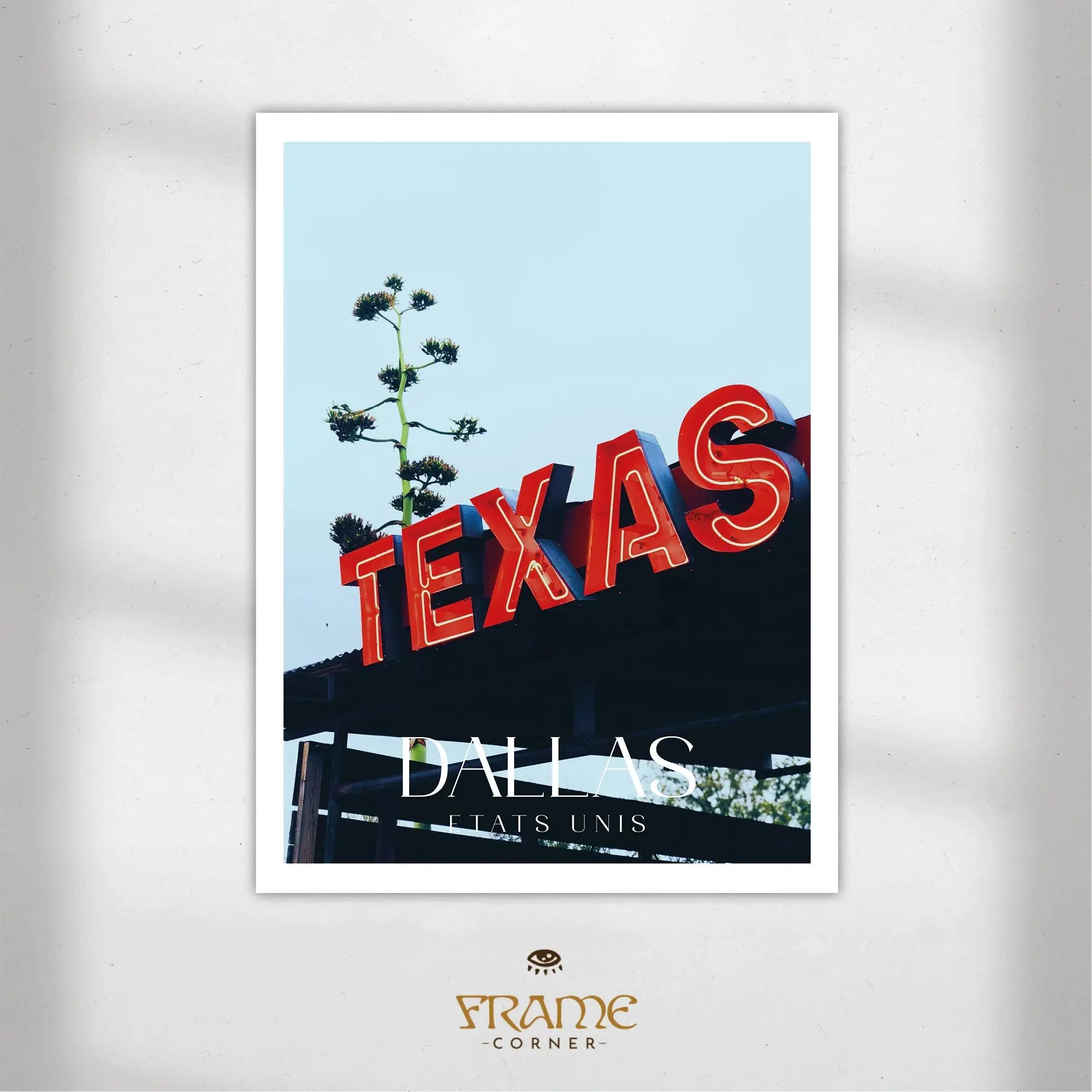 Affiche Dallas - Enseigne Texas Frame Corner