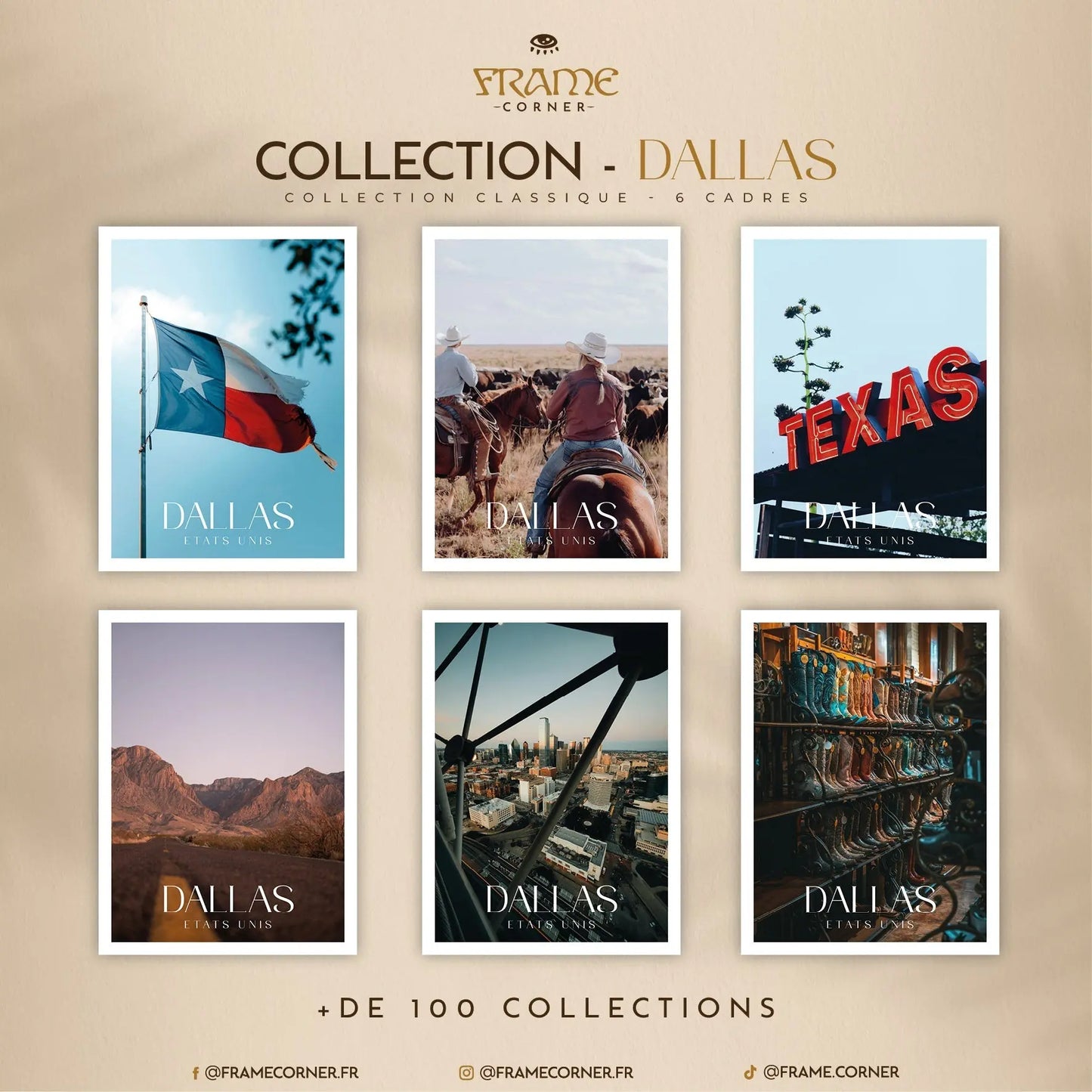 Affiche Dallas - Enseigne Texas Frame Corner