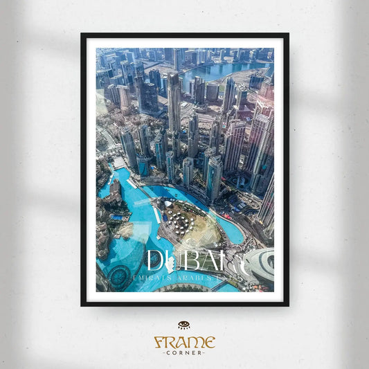 Affiche Dubaï - Vue aérienne du centre-ville Frame Corner