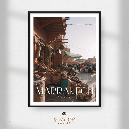 Affiche Marrakech - Marché Coloré Frame Corner France