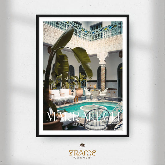 Affiche Marrakech - Piscine Marocaine Frame Corner France