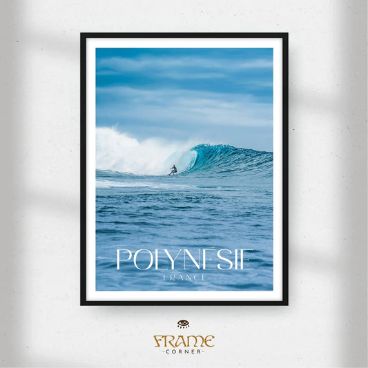 Affiche Polynésie - Surfeur polynésien Frame Corner