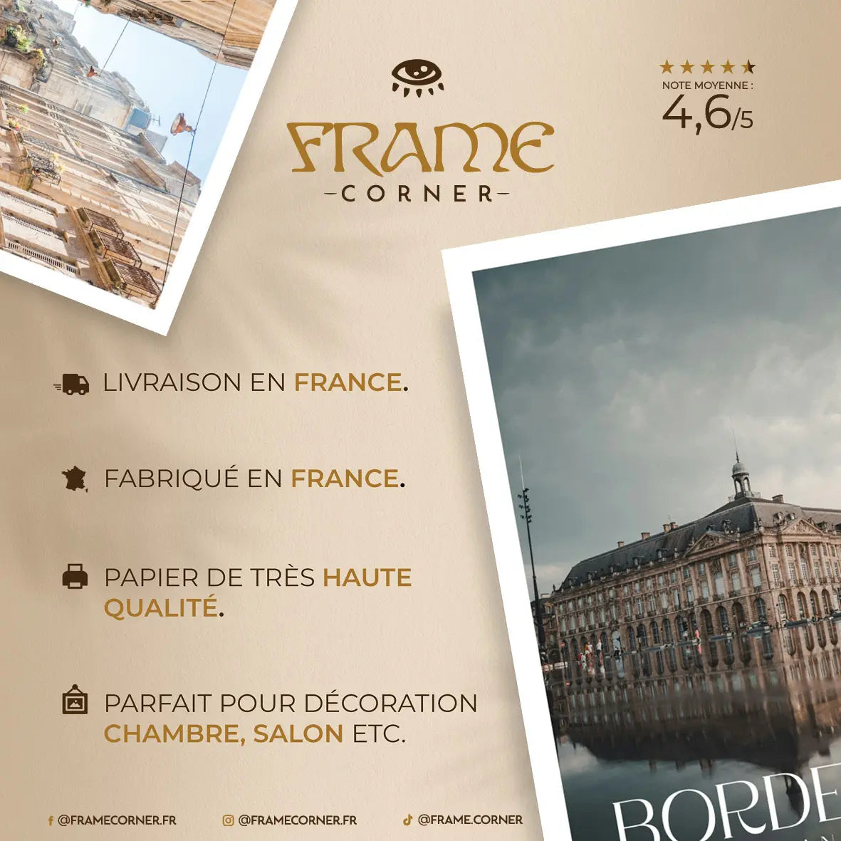 Affiche Bordeaux - Porte de la Ville Frame Corner