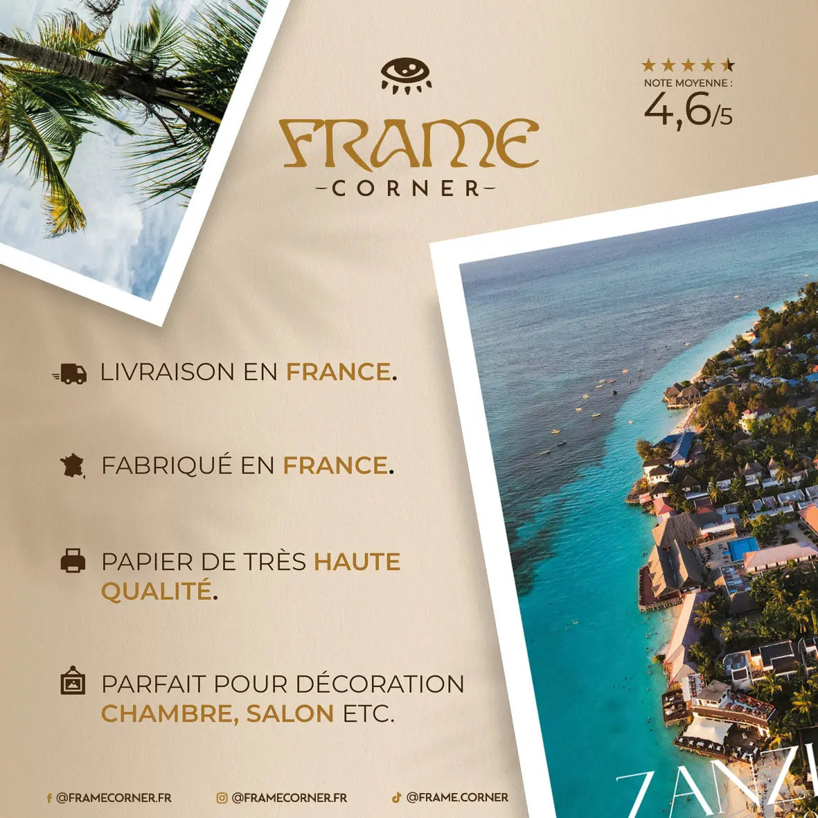 Affiche Zanzibar - Vie sur la plage Frame Corner